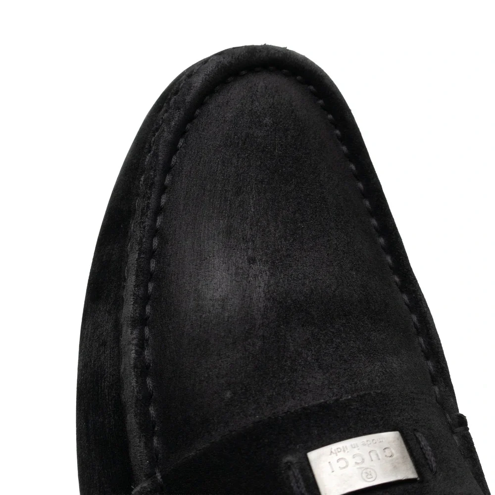 Gucci Men Black Suede Driving Loafers UK 9.5 US 10 EU 43.5 Moccasin Italy